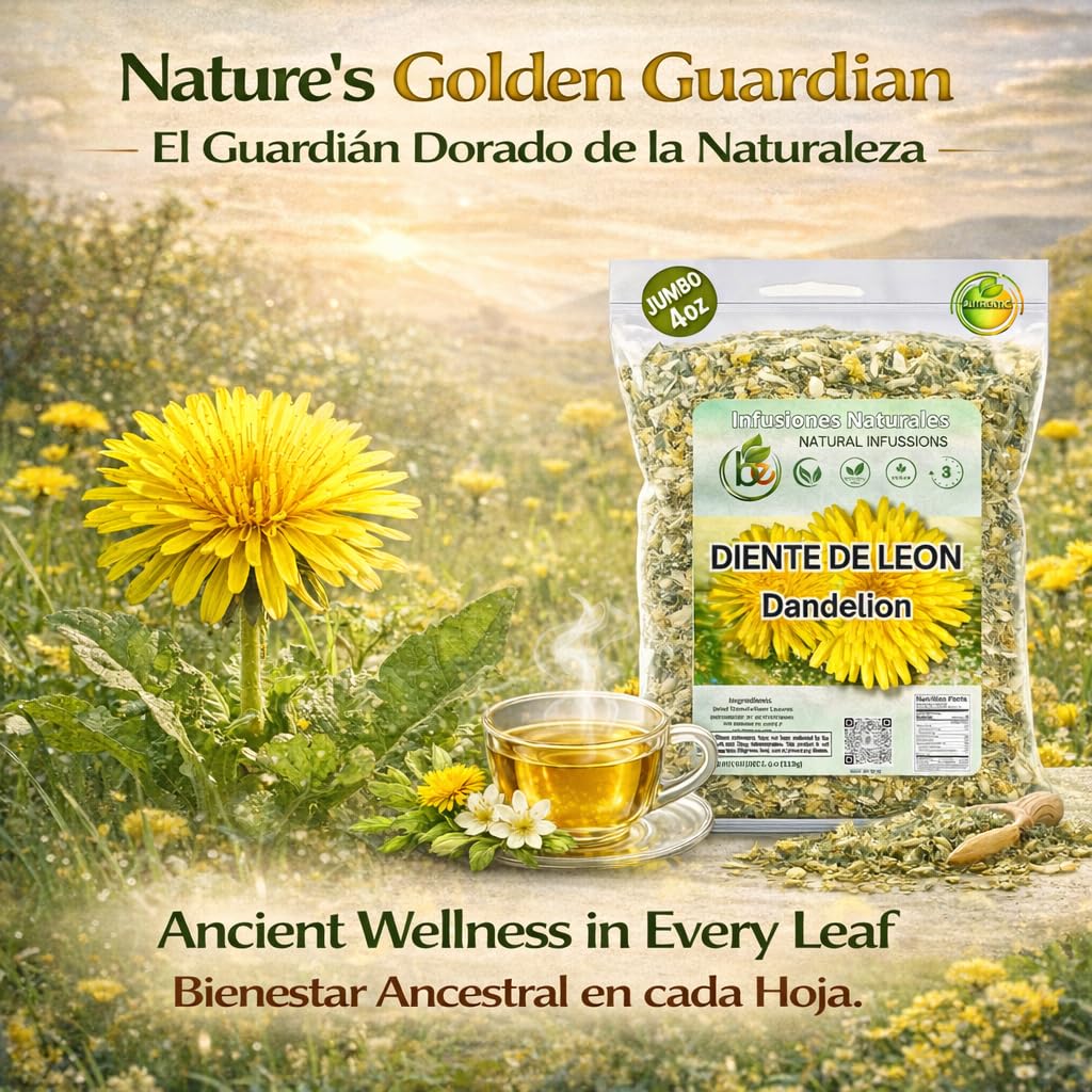Diente de León Herbal Tea - Dandelion Loose Leaf - 4 oz (113 g) - 100% Natural, Vegan, Non-GMO, Caffeine-Free - Traditional Herbal Infusion - by