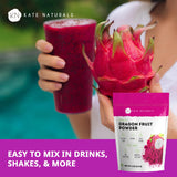 Kate Naturals Dragon Fruit Powder for Baking & Drinks (4oz). Vegan, Gluten Free Dried Pink Pitaya Powder for Dragonfruit Syrup, Smoothies & Food
