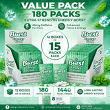 Burst Energy Gum - 45mg Caffeine Per Piece, Focus & Energy Burst, Arctic Mint 12 Box-15 Packs of 8 (1440 Pieces), Manage Stress, Functional Gum
