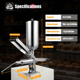 Donut-Filling Machine, 5L Manual Filling Machine Cream Jam Filling Machine, Stainless Steel Donut Churro Filler with 4 Anti-Drip Filling Nozzles