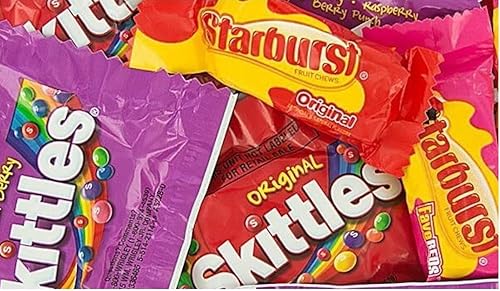 SKITTLES & STARBURST Variety Pack Fun Size Chewy Fruity Candy Assortment, Contains 4 Fruity Flavor Varieties, 255 Count (Pack of 1)