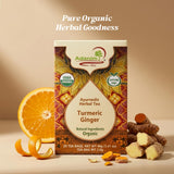 Adanim Bio Organic Turmeric Ginger Herbal Tea Bags | Caffeine Free Pure Herbal Blend with Black Pepper | USDA Organic, Vegan & Kosher | 20