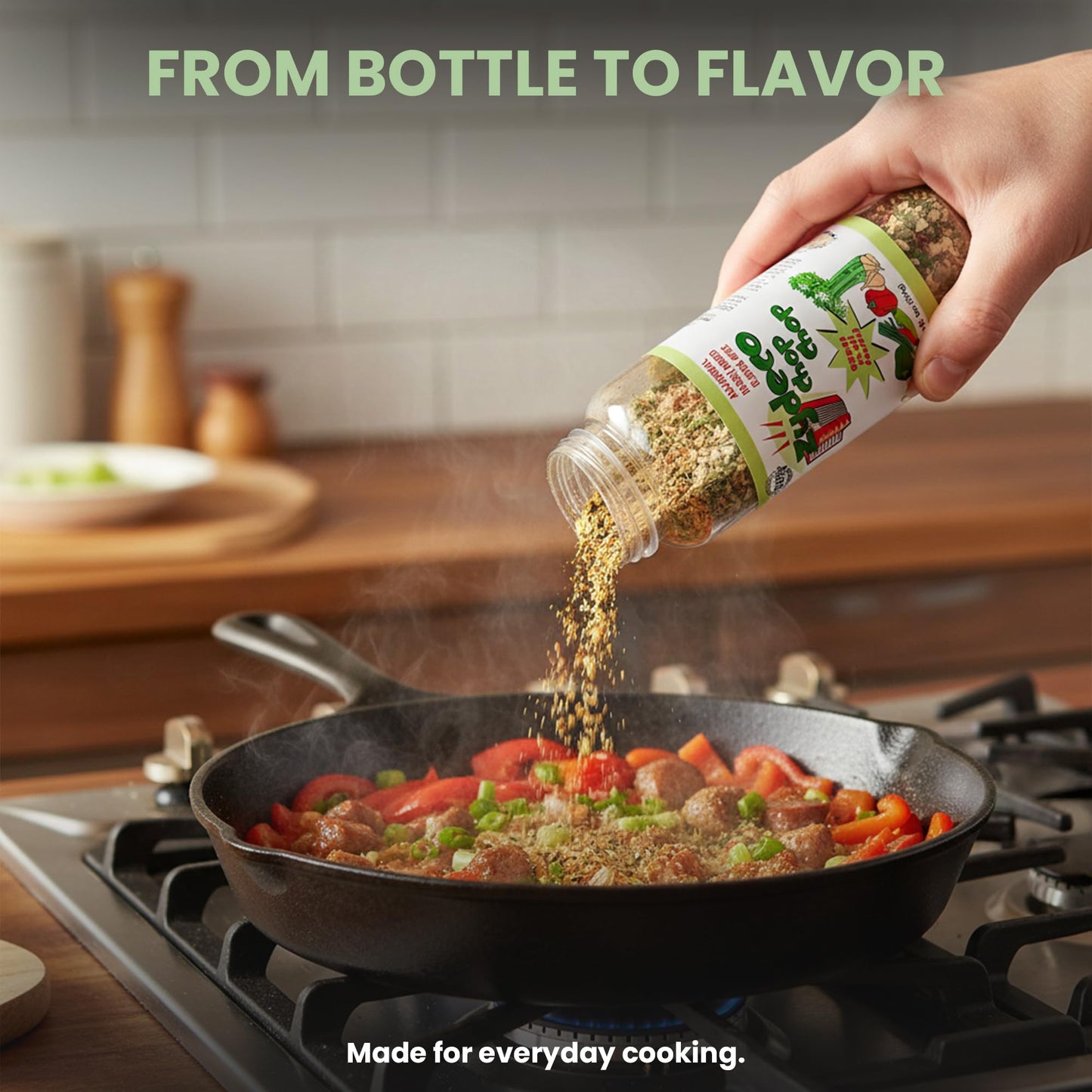 Zydeco Chop Chop Cajun Trinity Seasoning Blend - Dehydrated Onion, Bell Pepper, Garlic & Celery - Salt Free, Gluten Free, All Natural Vegetable