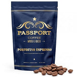 Passport Coffee Portofino Espresso - Medium-Light roast blend from Ethiopia, Costa Rica, Guatemala & Brazil. Flavor notes of caramel & brown sugar
