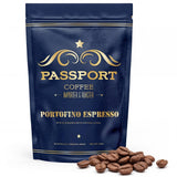 Passport Coffee Portofino Espresso - Medium-Light roast blend from Ethiopia, Costa Rica, Guatemala & Brazil. Flavor notes of caramel & brown sugar