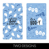 Blue A Little Boo is Almost Due Boy Baby Shower Mini Candy Wrappers, Halloween Baby Shower Party Favor Candy Stickers - 42 Count