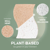 Isshah Plant-Based Natural Kitchen Sponges for Dishes- FSC Certified and PETA Approved, 12 Count