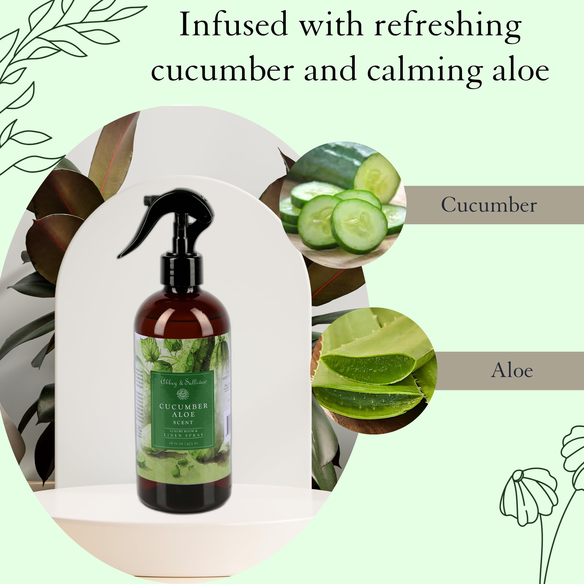 Abbey & Sullivan Linen Spray, Cucumber Aloe, 16 oz
