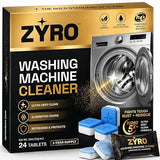 Washing Machine Cleaner Tablets | 24 Pack | Ultra Deep Clean | Eliminates Odors | Washer Cleaner Tablets for HE Front Loader & Top Load Washer |