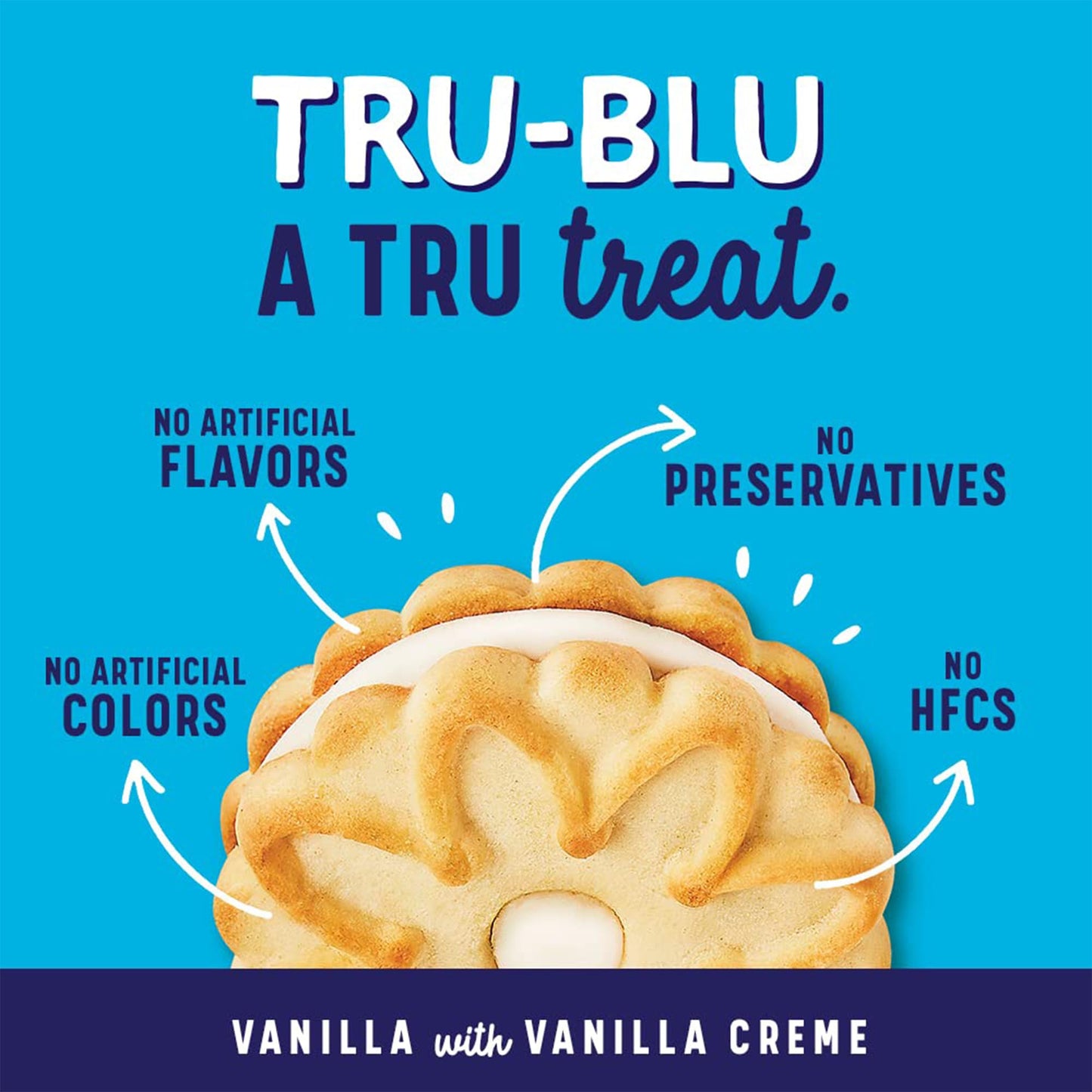 Tru-Blu Vanilla Cookies with Vanilla Creme | No artificial ingredients | No High Fructose Corn Syrup | Made in the USA | 12 Ounce (Pack of 3)