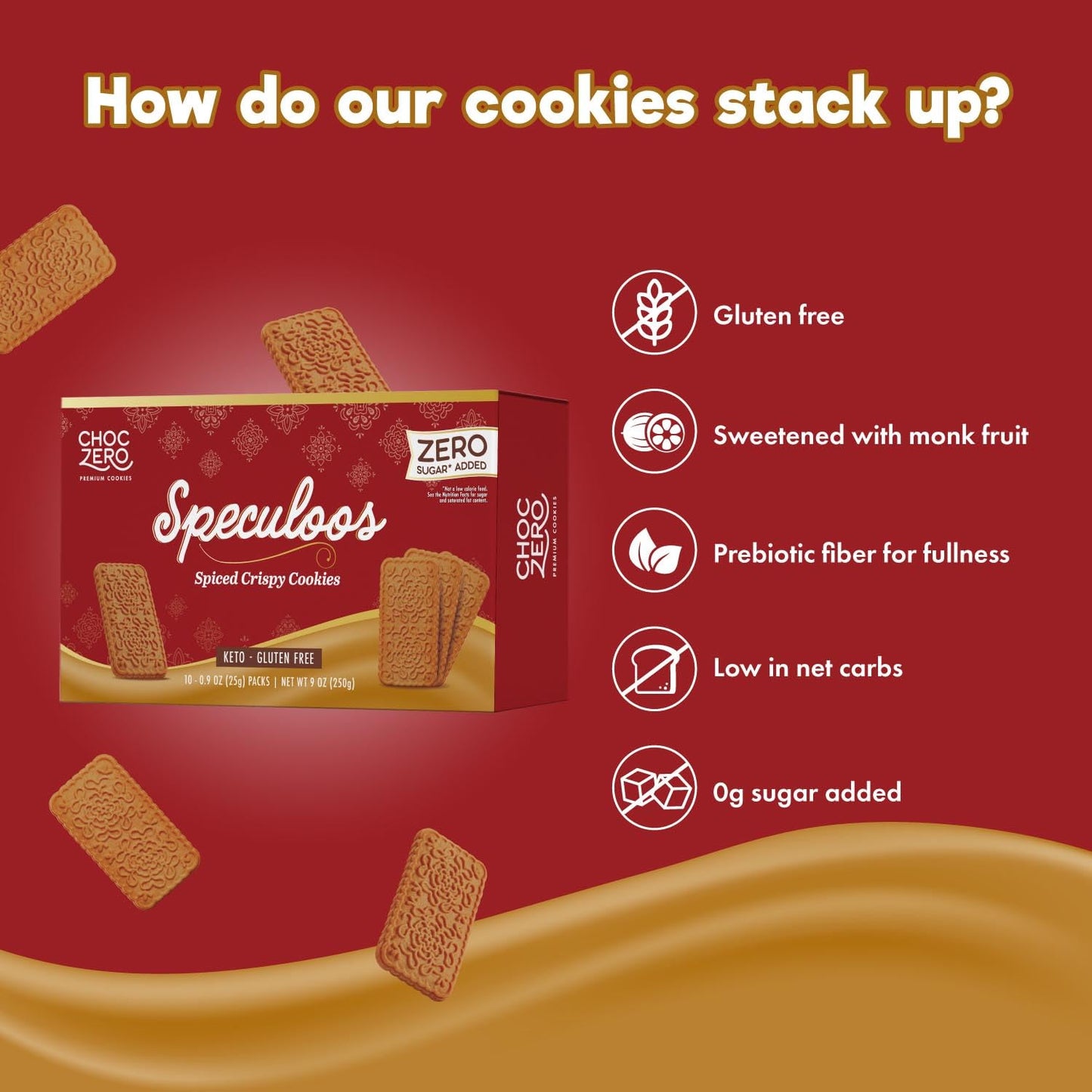 ChocZero Speculoos Cookies, Gluten Free, No Added Sugar, Spiced Windmill Keto Cookie, 30 Cookies Per Box, 9 Ounce (Pack of 1)