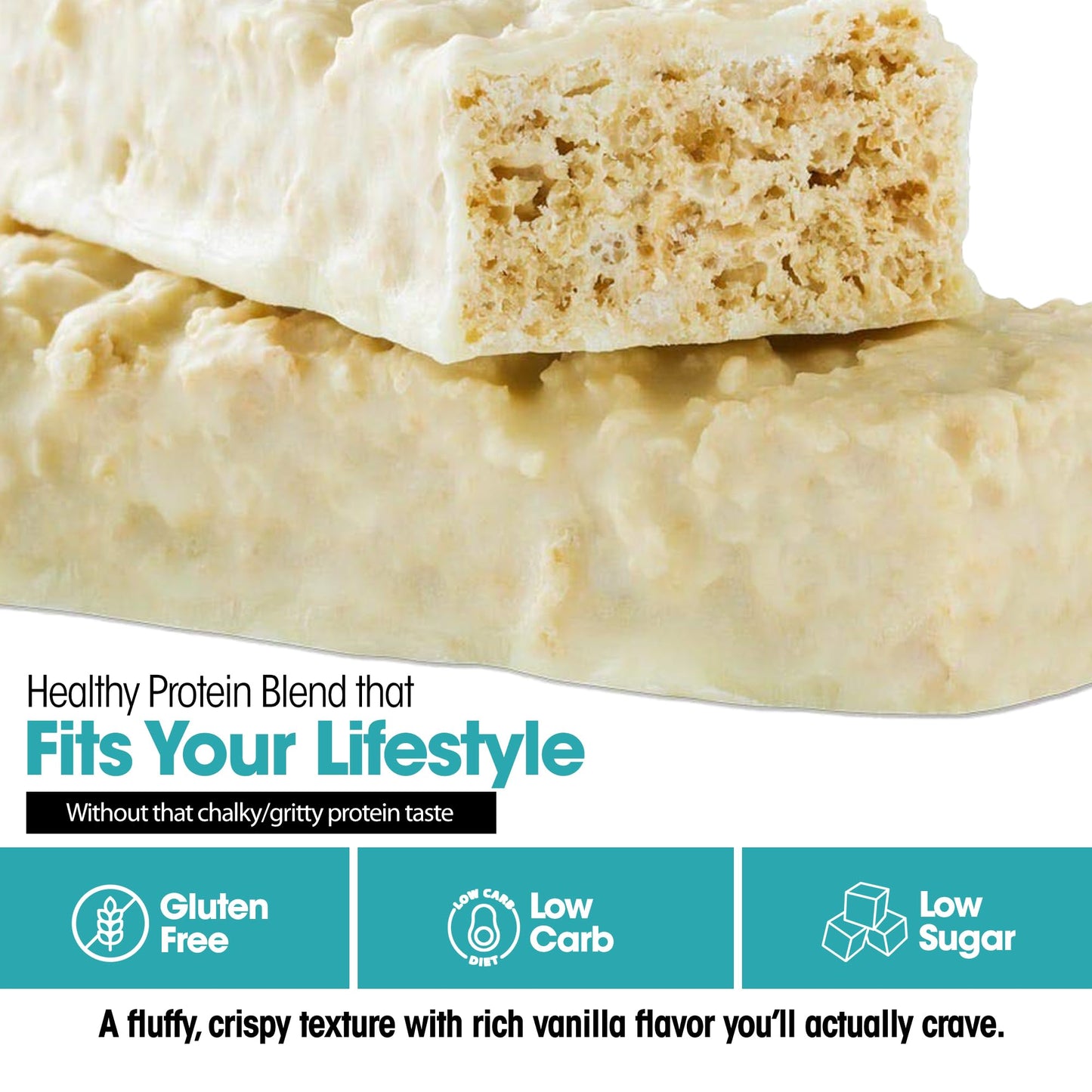 Wonderslim High Fiber Protein Bars, Fluffy Vanilla Crisp | 15g Protein, 6g Fiber | Low Sugar, Low Carb | Healthy Indulgence | Satisfying, Supports
