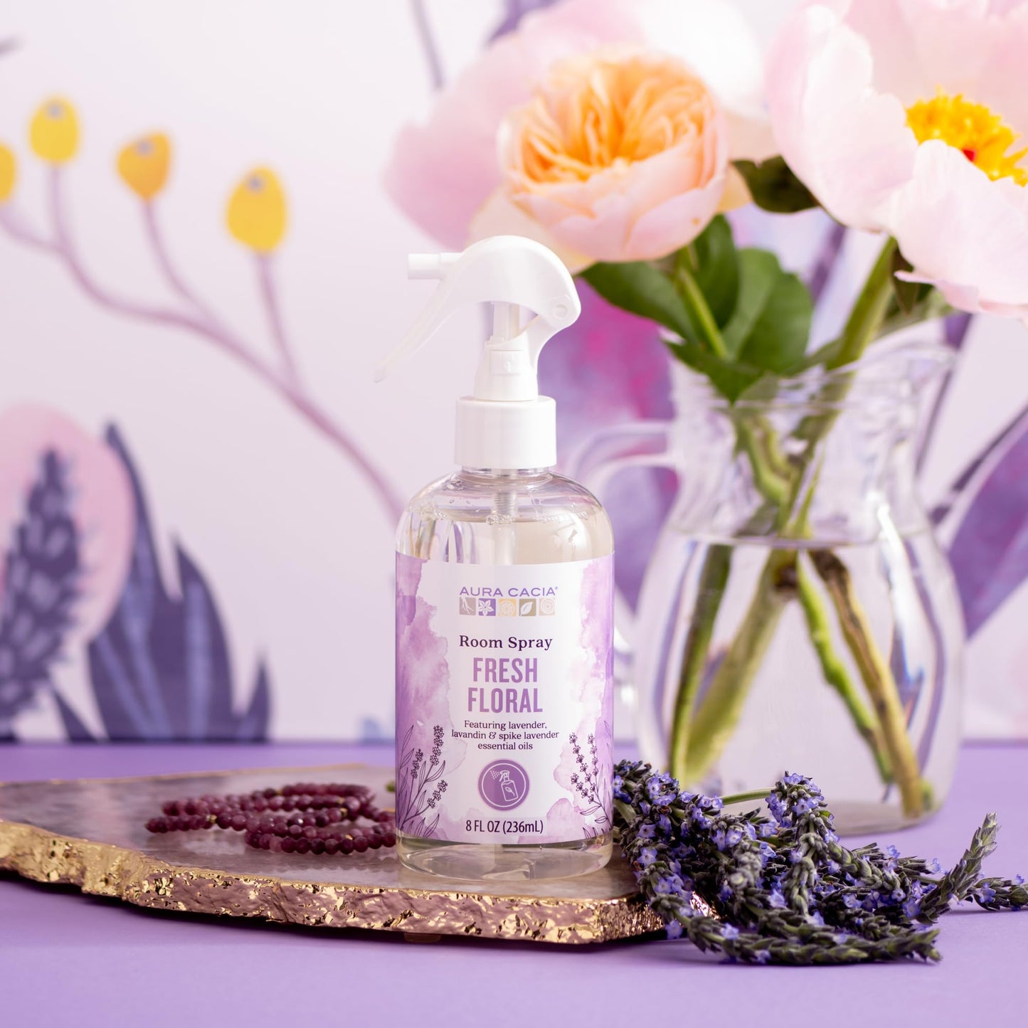 Aura Cacia Fresh Floral Room Spray 8 Fl. oz. - Light Aroma, No Synthetic Fragrances