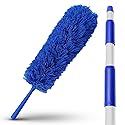 Extendable Microfiber Duster Extension Rod | Ceiling Fan Duster 20 Foot Reach | Cobweb 3-Stage Aluminum Telescoping Pole | Lightweight Webster