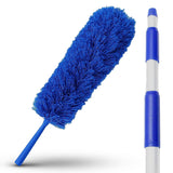 Extendable Microfiber Duster Extension Rod | Ceiling Fan Duster 20 Foot Reach | Cobweb 3-Stage Aluminum Telescoping Pole | Lightweight Webster
