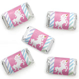 Big Dot of Happiness Rainbow Unicorn - Mini Candy Bar Wrapper Stickers - Magical Unicorn Baby Shower, Birthday Party Small Favors - 40 Count