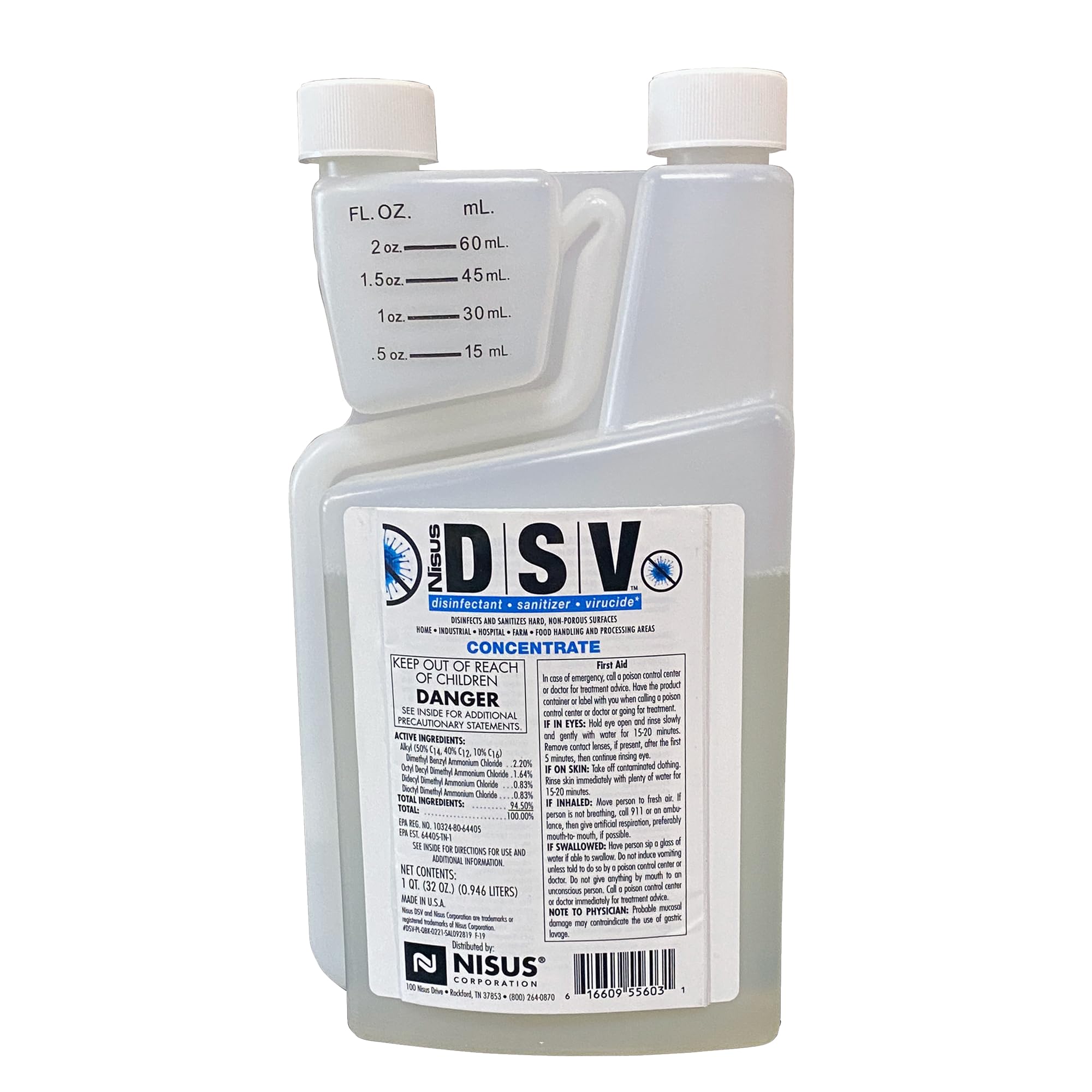 Nisus DSV Disinfectant, Sanitizer, Virucide, Concentrated Solution for Hard Non-Porous Surfaces, Hospitals, Homes, Industrial & Food Processing Areas