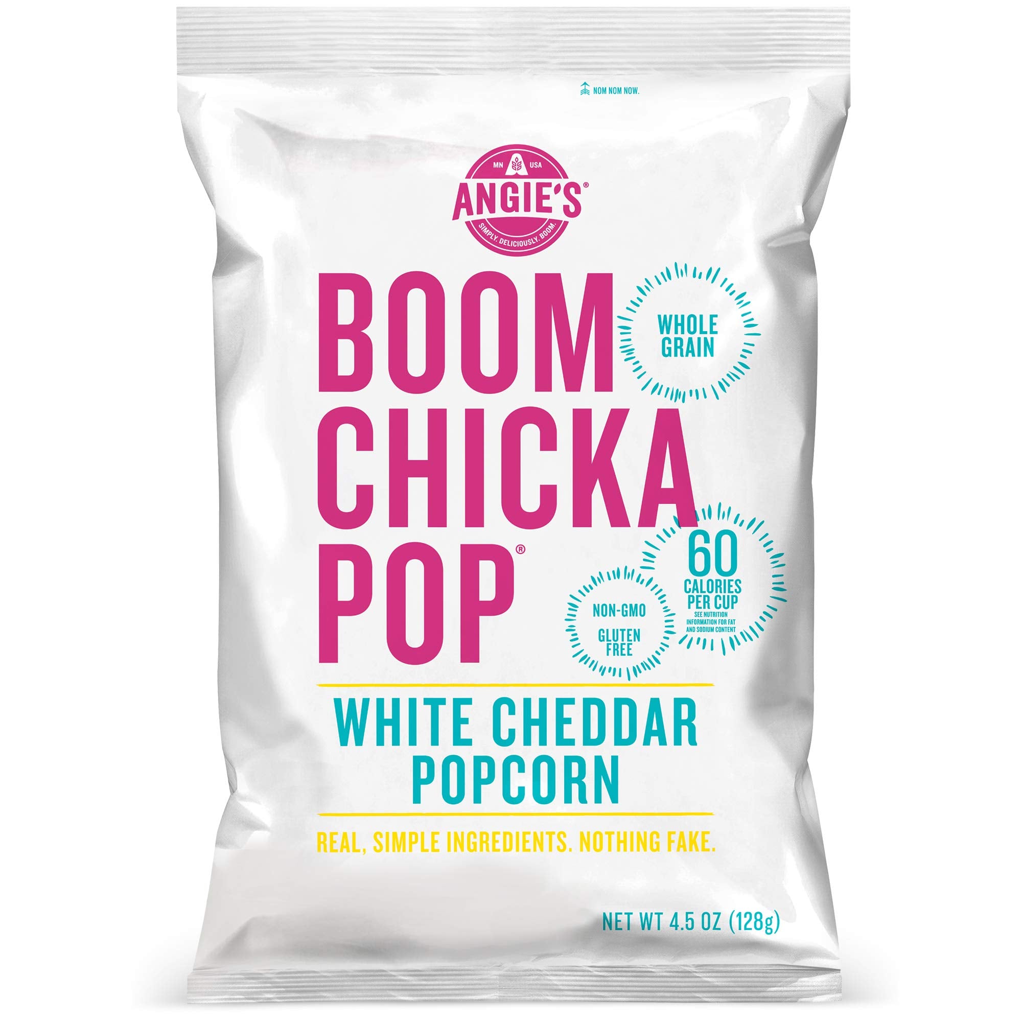 Angie's BOOMCHICKAPOP White Cheddar Popcorn, 4.5 Ounce Bag, Pack of 12