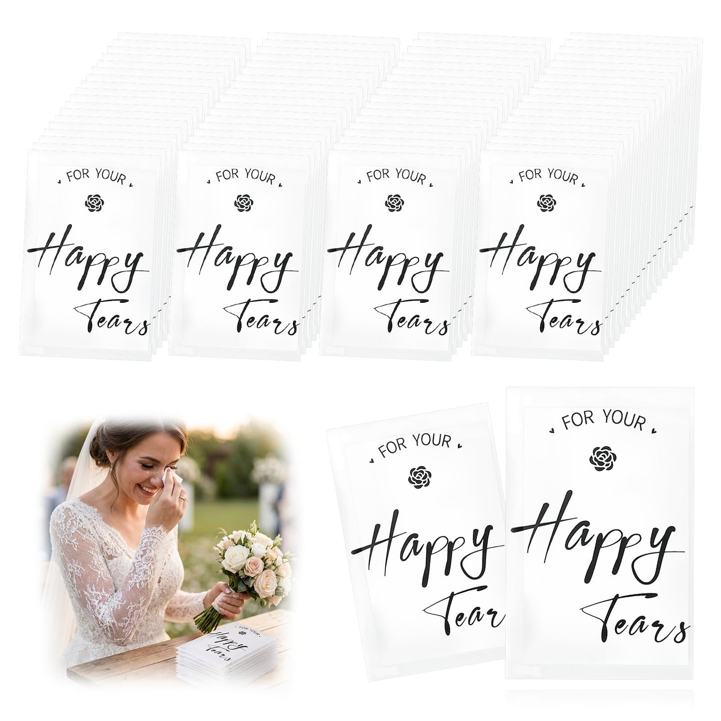 30Pack Happy Tears Tissue Packs for Wedding, Wedding Tissues Individual Your Happy Tears Tissue for Guests Bulk Pocket Facial Tissues Welcome Bags