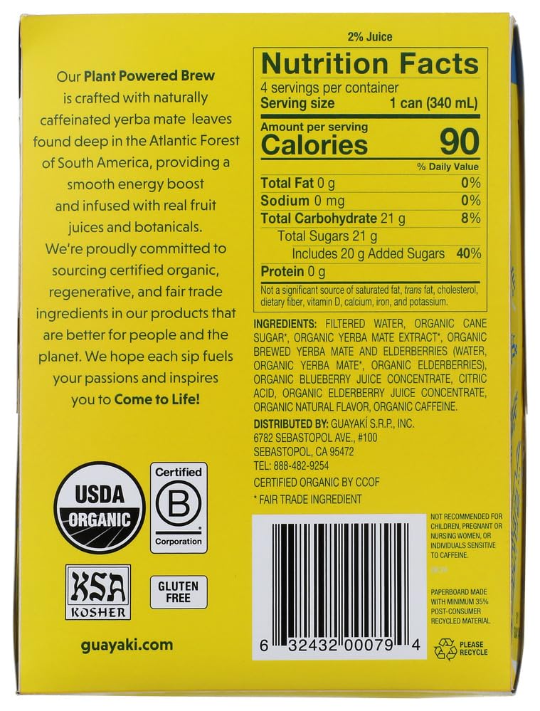 Yerba Madre Organic Bluephoria Yerba Mate 4pk, 11.5 FZ