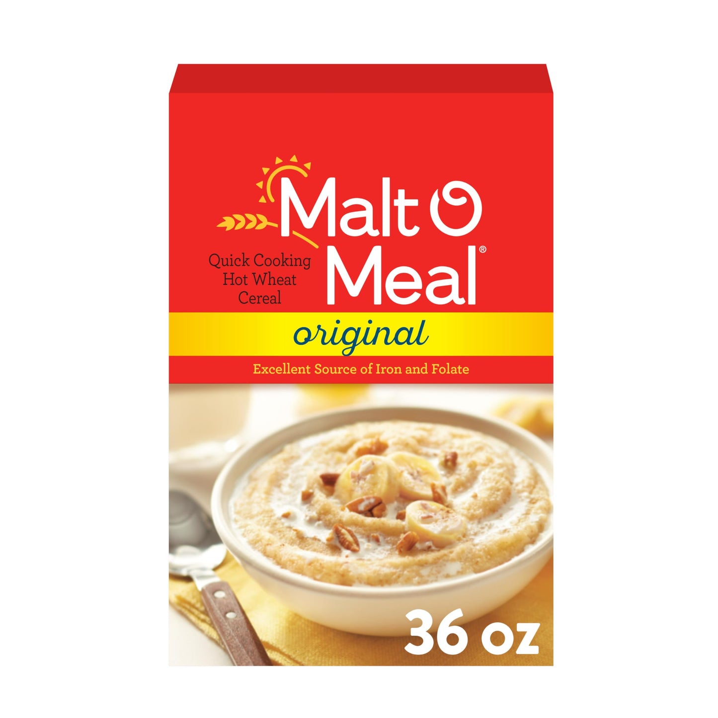 Malt-O-Meal Hot Wheat Cereal, Original Flavor, Quick Cooking Breakfast, 36 oz Box