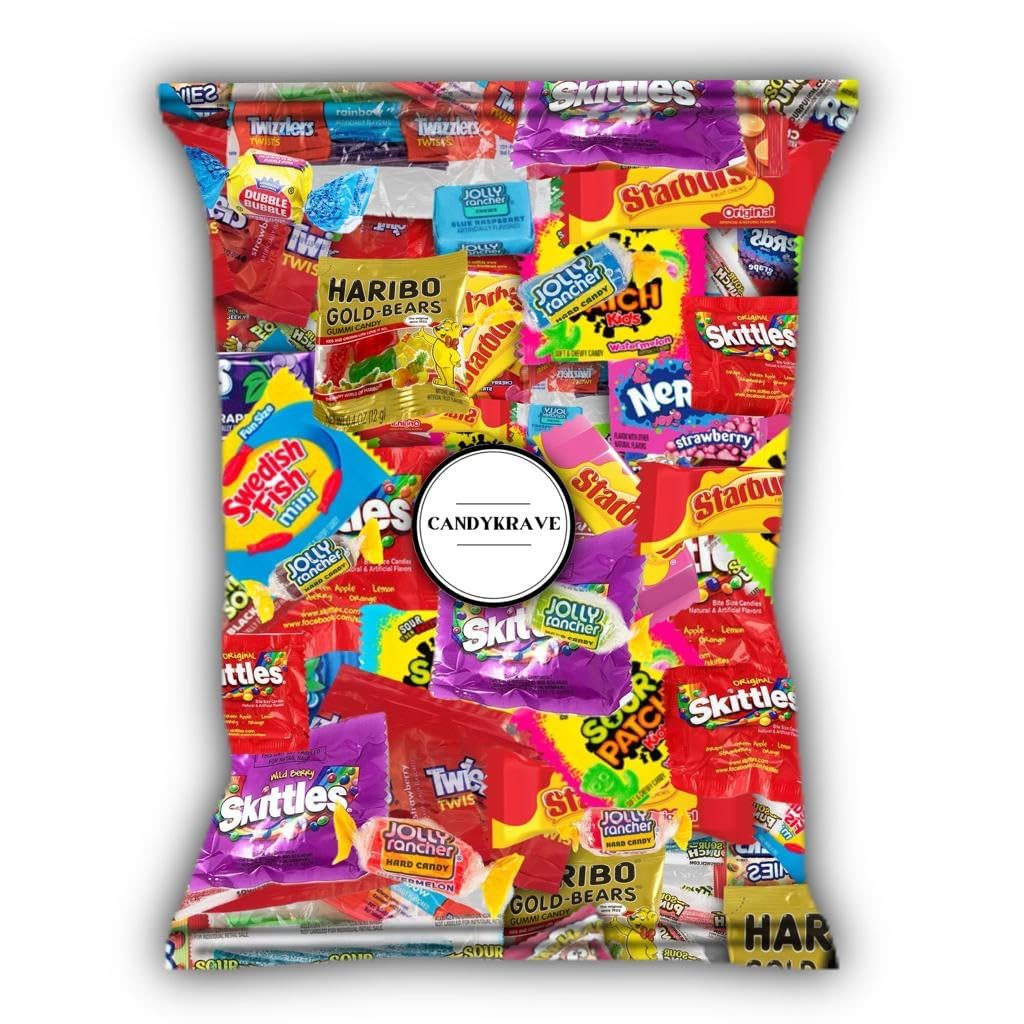 CandyKrave Assorted Candy Variety Pack - 10 Fruity Flavors - 1 lbs Bulk Candy Bag - Individually Wrapped Pinata Candy Mix - Delicious Sweets