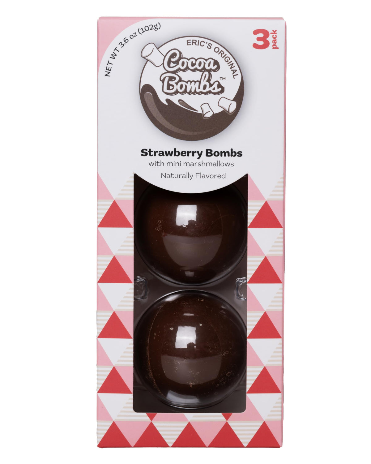 THE ORIGINAL COCOA BOMBS STRAWBERRY - U.S. MADE 3 PACK WITH MINI VEGAN MARSHMALLOWS