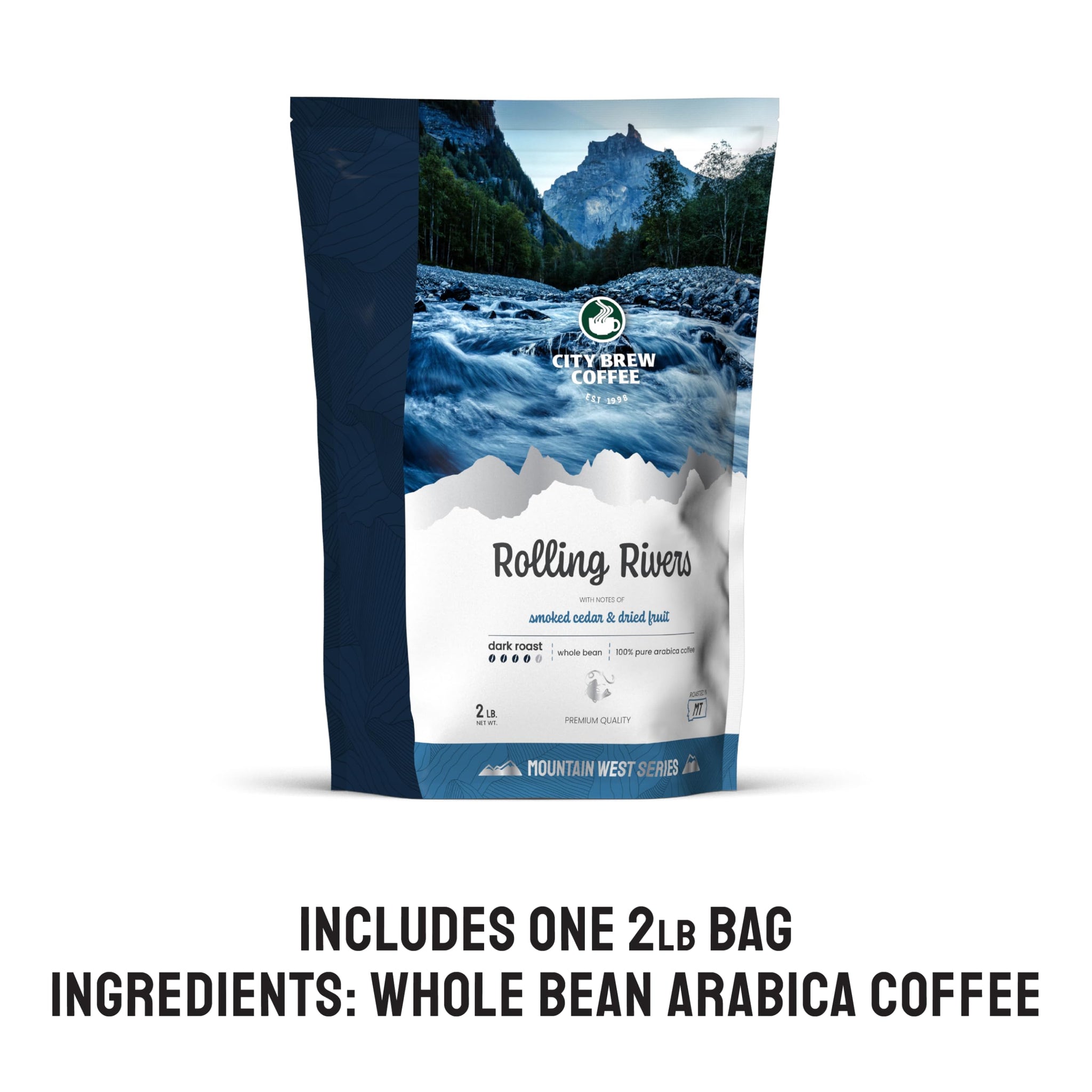City Brew Rolling Rivers - Dark Roast Whole Bean Coffee - 2Lb