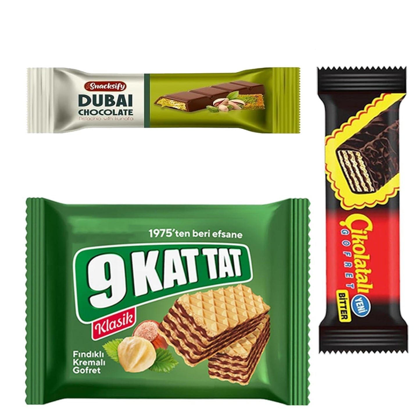 (21count) Gift Snack Box - Dubai Chocolate 93g & 27g + 19 Assorted Chocolates - International Turkish Chocolate Gift Box - Asian & European Sweets