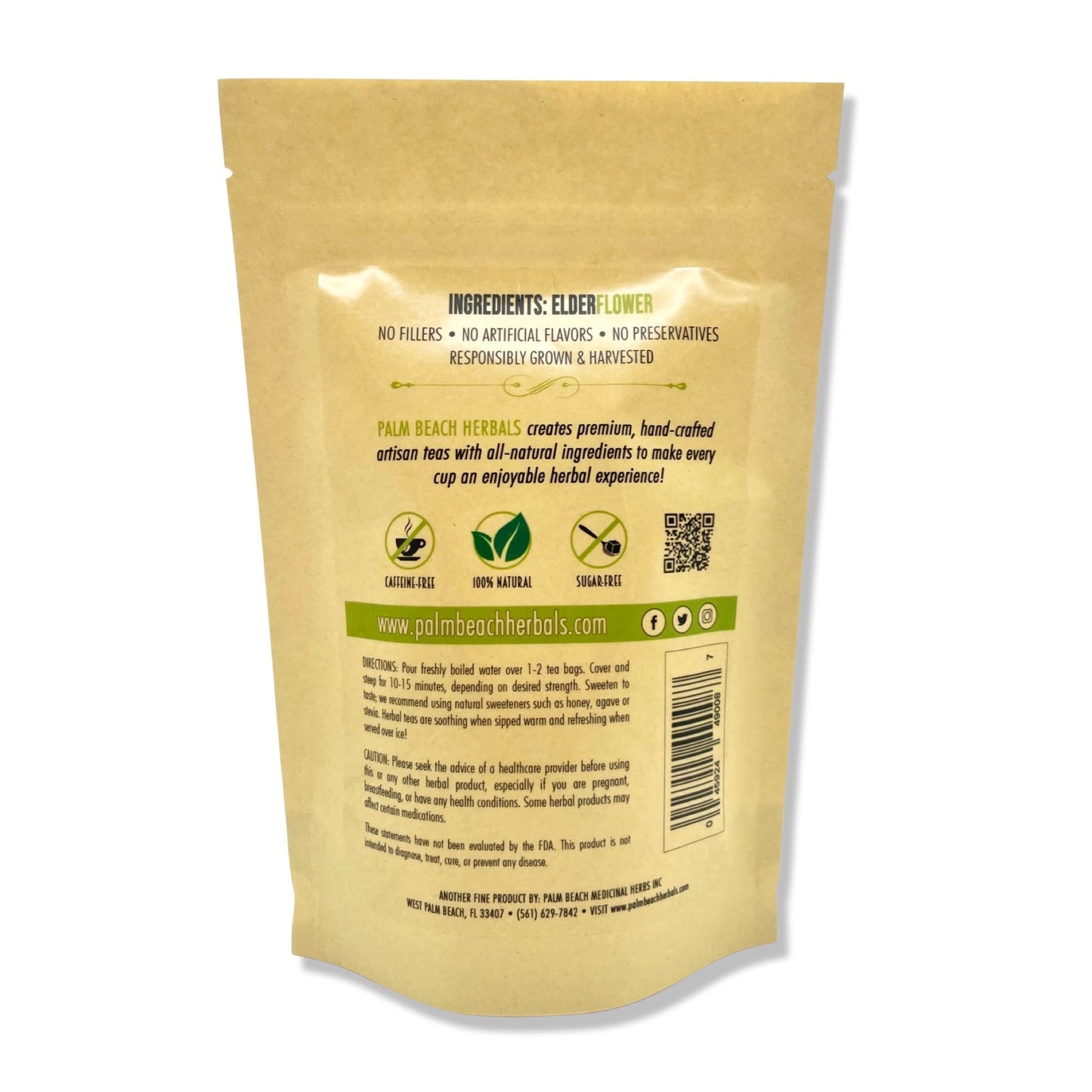 Palm Beach Medicinal Herbs - Elderflower Tea - Pure Herbal Tea Series, 30ct