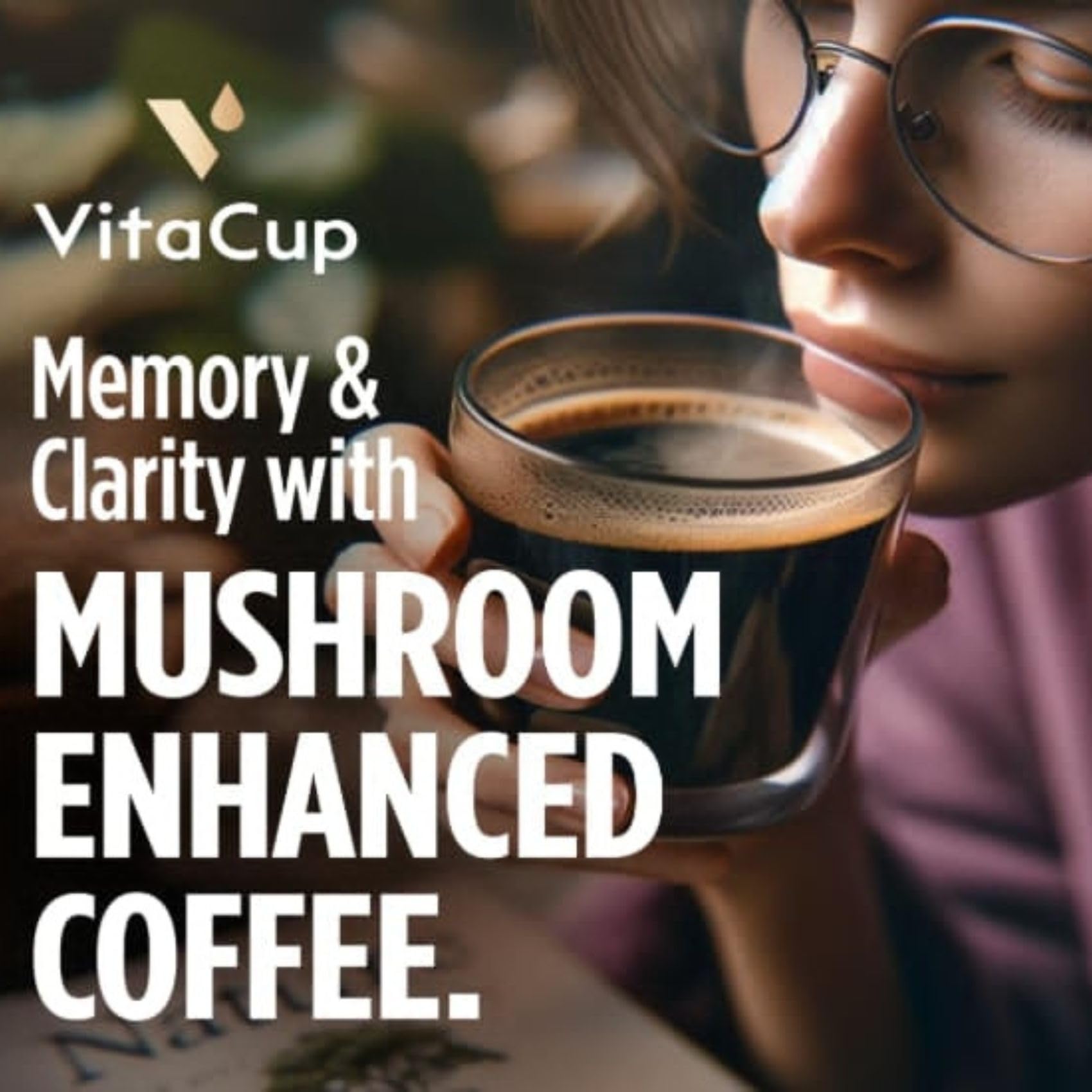 VitaCup Mushroom Coffee Pods, Boost Focus & Immunity w/Lions Mane, Chaga, B Vitamins, D3 for Memory & Clarity, Medium Roast, Single Serve Pod