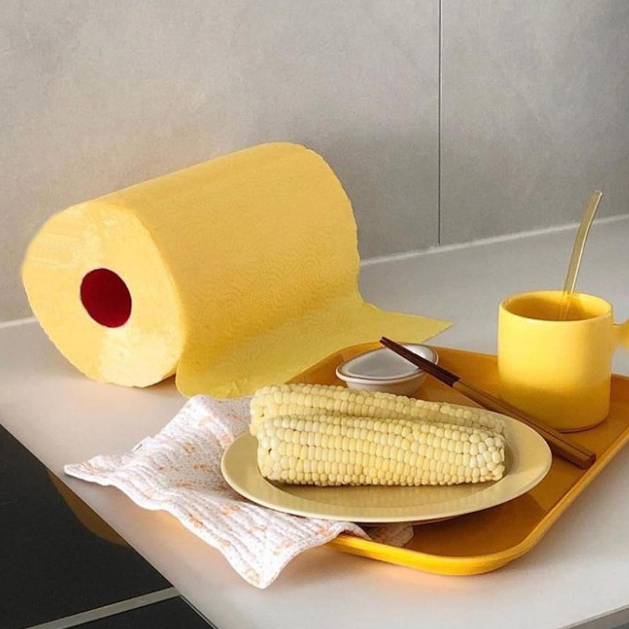 Renova Paper Towel Jumbo Roll Set - 2 Rolls, 2 Ply, 120 Highly Absorbent Sheets - Elevate Your Image with Professional Style and Uniqueness (Yellow)