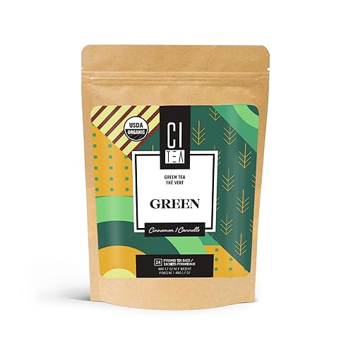 Green Tea with Cinnamon, Iced Tea/Hot Tea, Organic Green Tea in Pyramid Tea Bags - 24 Tea Bags x 2g - Citea