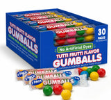Lalees Bulk Gumballs - No Artificial Dyes - Pack of 30 Tubes - Rainbow Gum Balls Tubes - Tutti Frutti Flavored - Bulk Chewing Candy for Sporting
