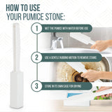 Powerstone Pumice Stone Toilet Bowl Cleaner with Extra Long Handle - 2 Pack | 3'' Longer Handle | Remove Hard Water Stains, Rings & Limescale from