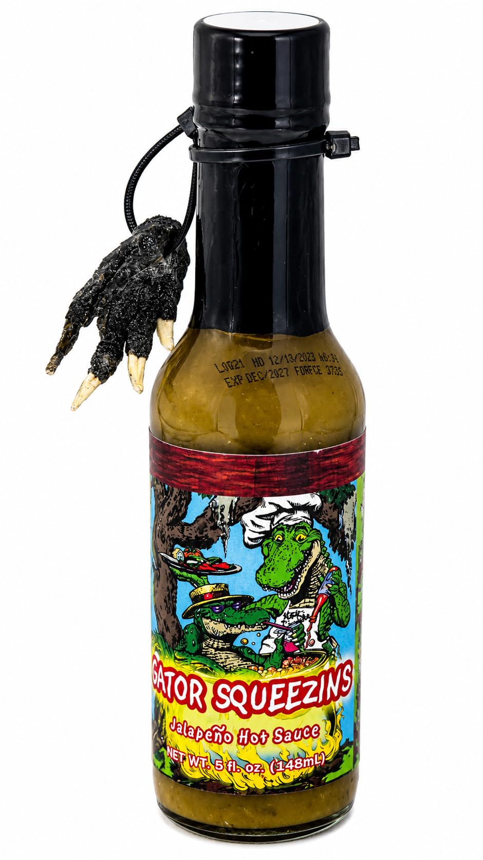 Gator Squeezins Jalapeno Alligator Hot Sauce with Free Gator Claw