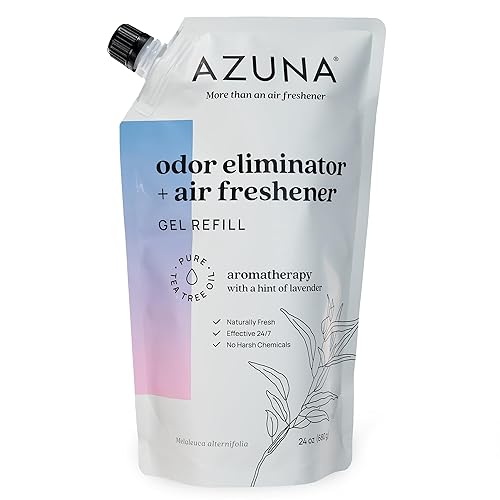 Azuna Air Freshener and Odor Eliminator for Strong Odor Gel 24oz Refill Pouch with Tea Tree Oil | Plant-Based & Long Lasting | Pet, Smoke, Home