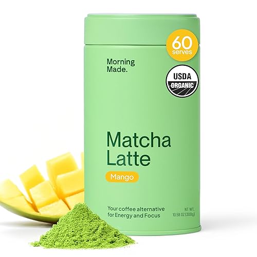Morning Made Mango Ceremonial Grade Matcha Powder - USDA Organic Japanese Green Tea Matcha Powder from Uji Japan - Vegan, Gluten-Free, Resealable Tin