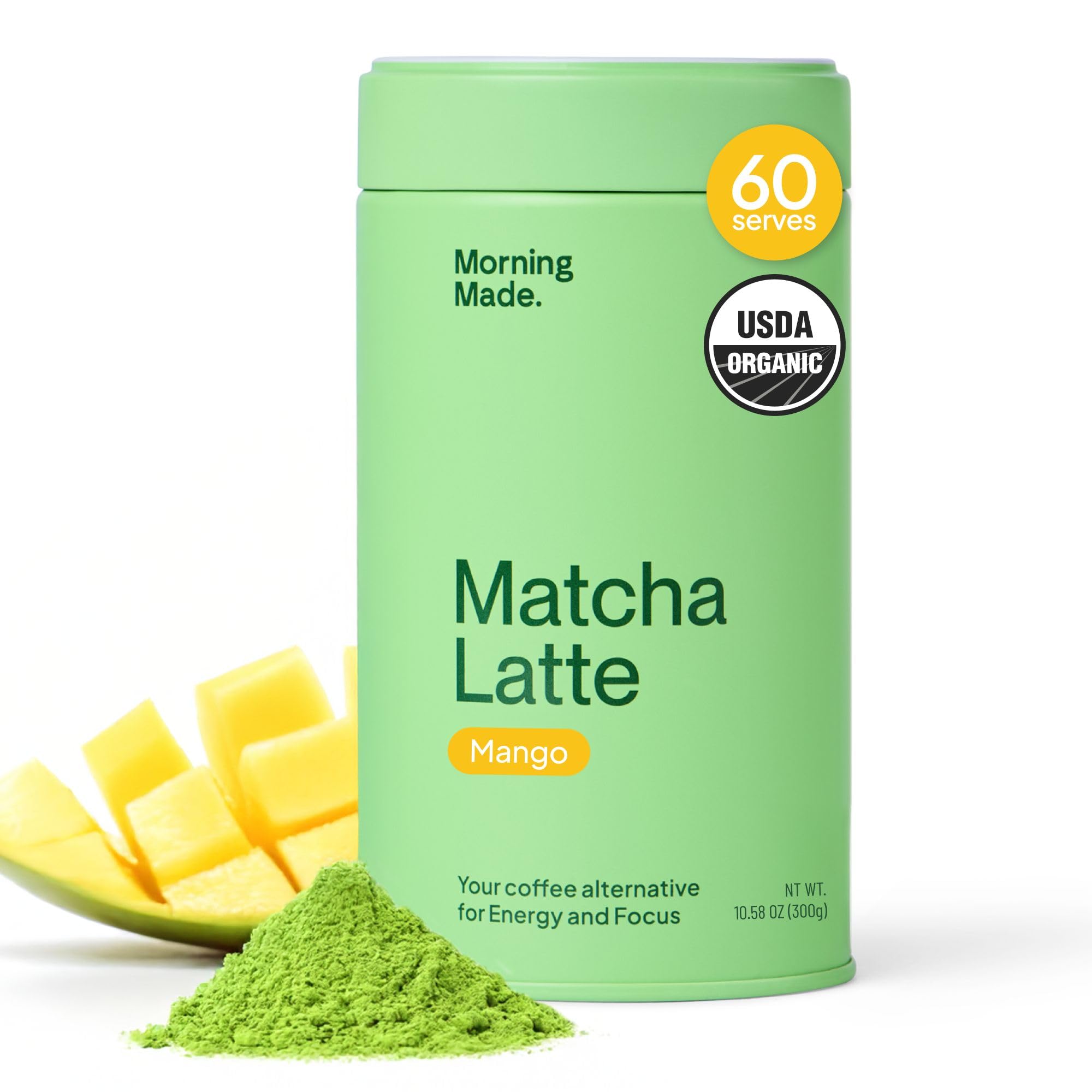Morning Made Mango Ceremonial Grade Matcha Powder - USDA Organic Japanese Green Tea Matcha Powder from Uji Japan - Vegan, Gluten-Free, Resealable Tin