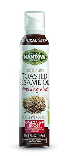 Mantova Toasted Sesame Oil Spray, 5 fl. oz. (Pack of 1), Product of Italy, All-Natural, Heart-Healthy Toasted Sesame Seed Oil, Ideal for Poke, Fried Rice, and Other Asian Dishes, Vegan-Friendly