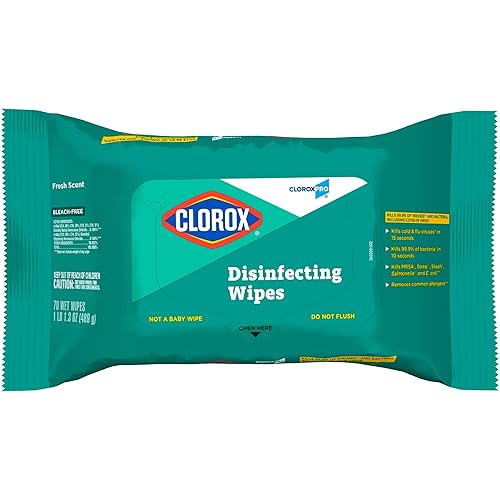 CLOROX CloroxPro Disinfecting Wipes, Bleach-Free, Fresh Scent, 70 Count (Package May Vary) Pack of 1