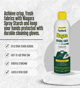 Niagara Faultless Original Scent Spray Starch Aerosol 20 oz 1 pk Bundle with Cleaning Gloves - Adds Crisp Finish and Smoothness to Fabrics for Easy