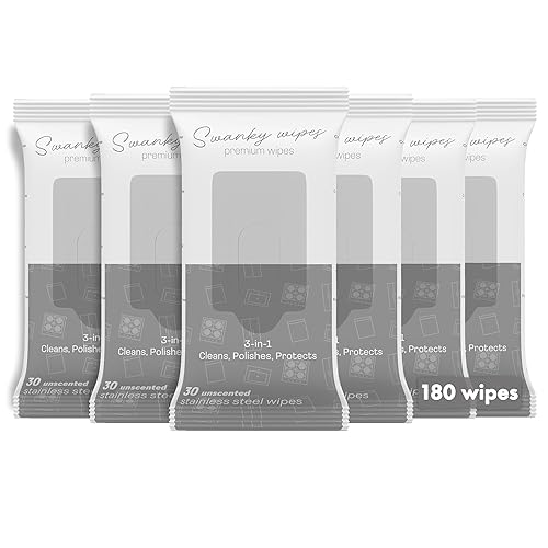 Swanky Stainless Steel Cleaner Wipes - Grime & Grease Remover Kitchen Cleaning Supplies - Clean & Shine, For Stove Top, Refrigerator, Sink, Oven