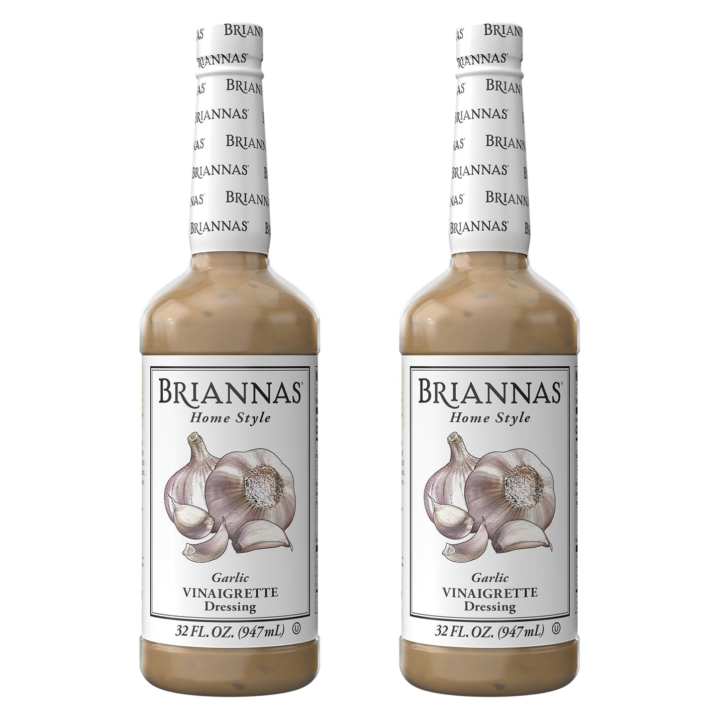 BRIANNAS - Home Style Garlic Vinaigrette Dressing - Fine Salad Dressing made with Premium Ingredients - Gluten Free, Vegan, & Kosher Dressing - 32 oz