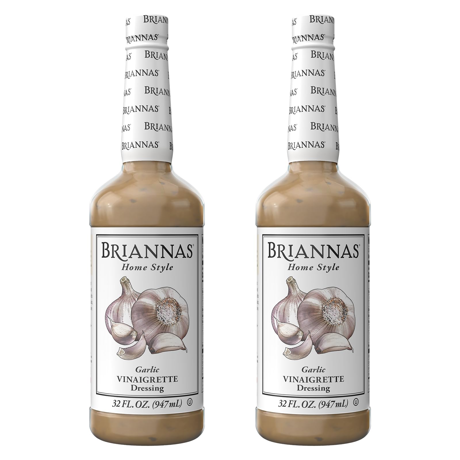BRIANNAS - Home Style Garlic Vinaigrette Dressing - Fine Salad Dressing made with Premium Ingredients - Gluten Free, Vegan, & Kosher Dressing - 32 oz