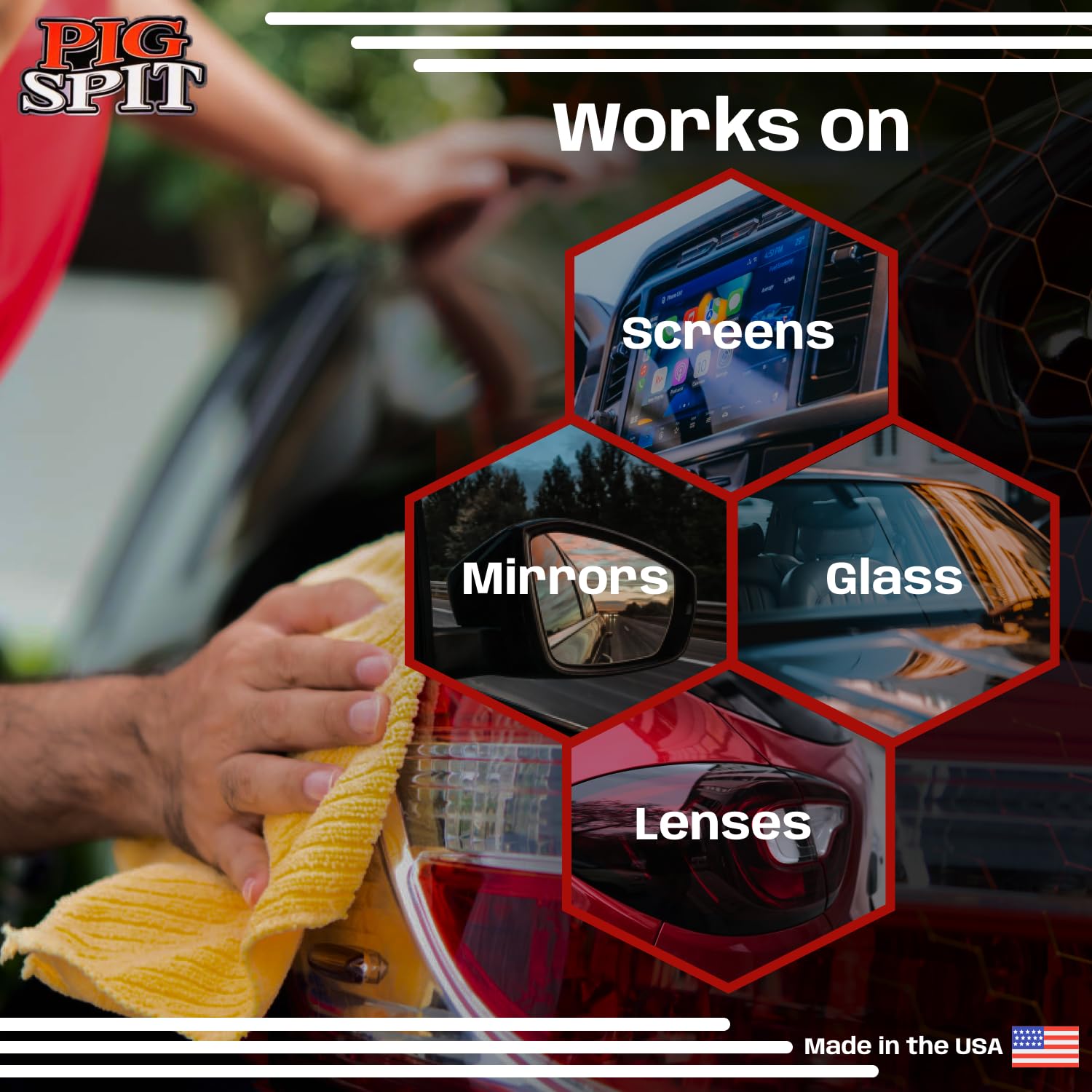 PIG SPIT Glass and Plexi Cleaner for a Streak-Free Shine for Home and Automotive Use | 13 oz.| Single