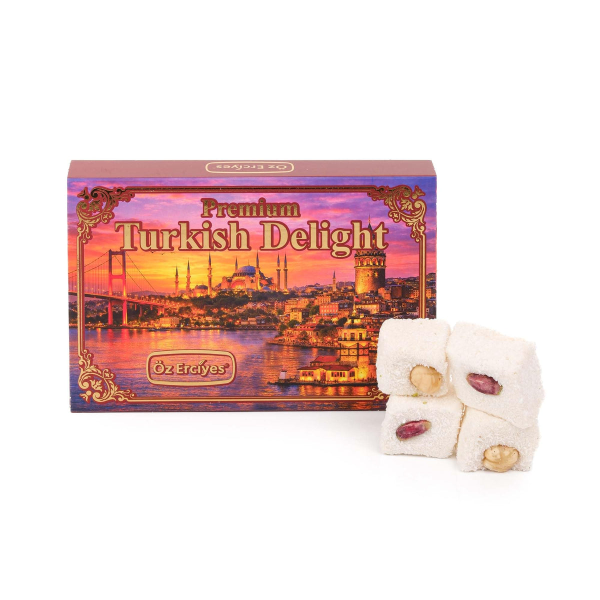 Turkish Delights Candy Gift Box - Assorted Turkish Delight Lokum, Traditional Turkish Food Sweet, Gourmet Lokum Candy, 7.05 oz (200g) (Hazelnut