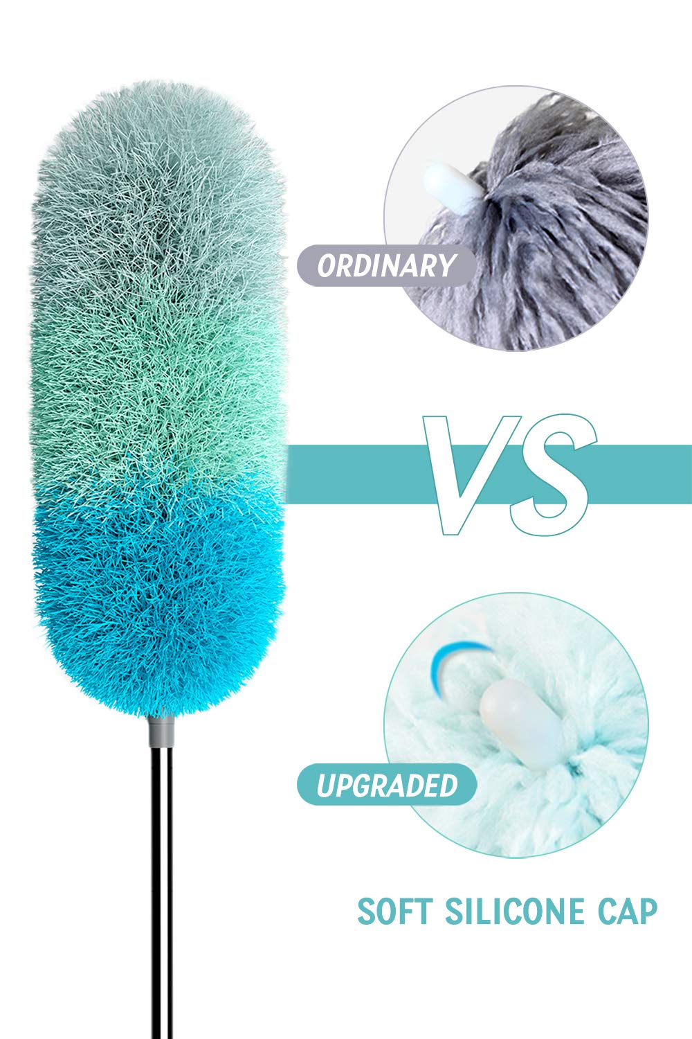 BOOMJOY Microfiber Feather Duster with 100 inches Extension Pole, Dusters for Cleaning High Ceiling, Fan, Blinds, Furniture
