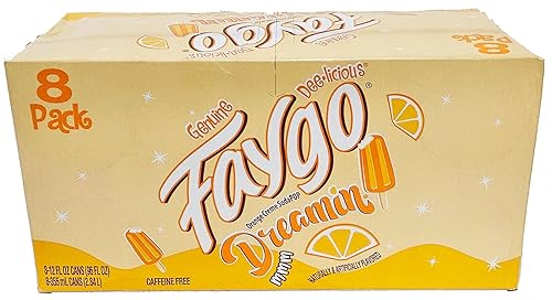 Faygo Dreamin orange creme soda pop, 12-ounce cans, 8-pack
