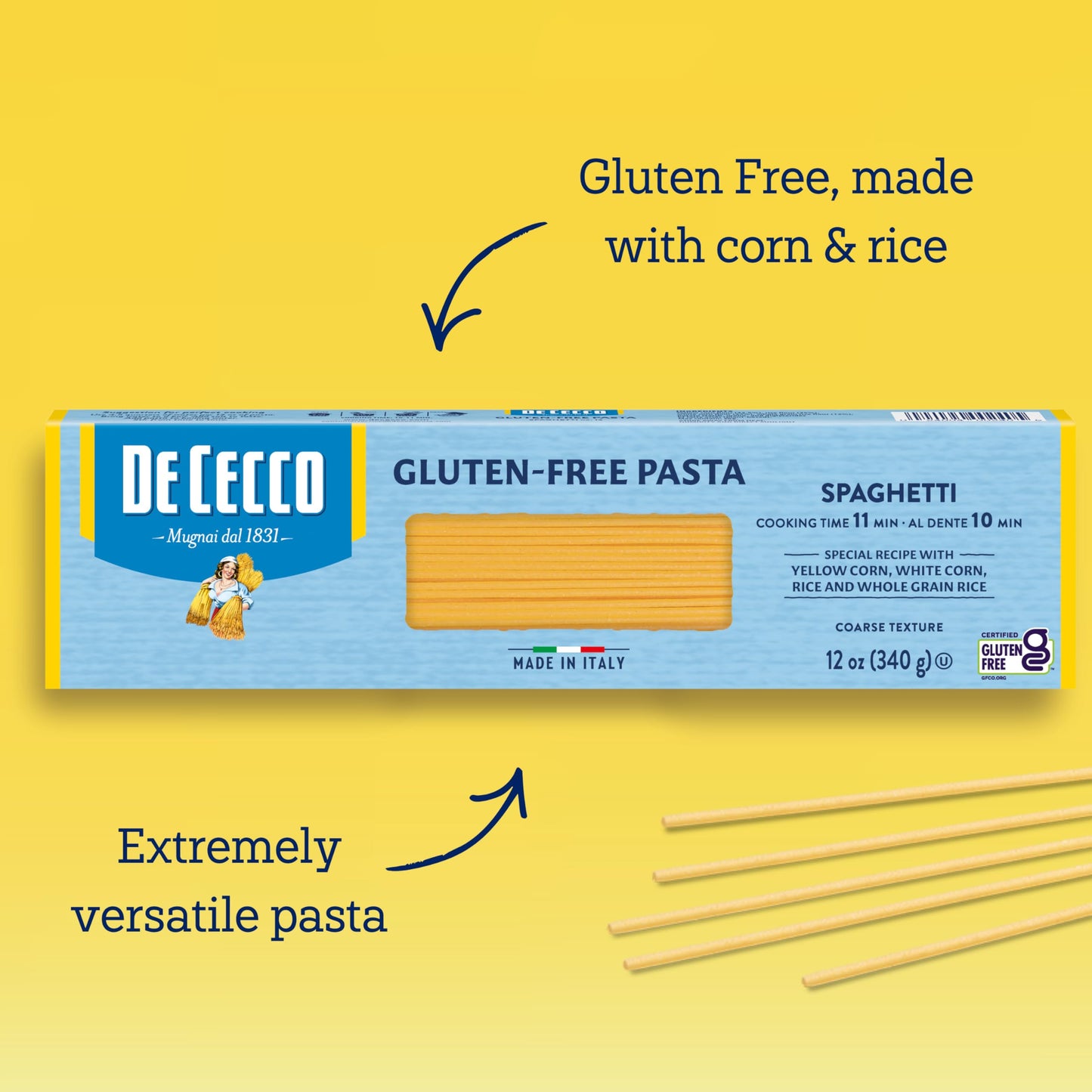 De Cecco Spaghetti Gluten Free, 12 Ounces (Pack of 12)